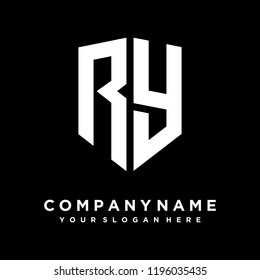 Abstract letter RY shield logo design template