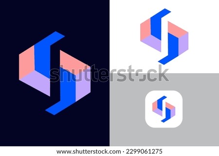 Abstract Letter S 3D Logo. 3D Letter S With Logo and app