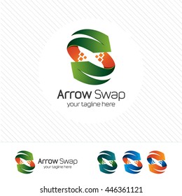 Abstract letter S arrow logo vector. Swap symbol with modern design concept and shades gradient color.