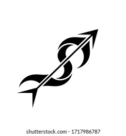 Abstract letter S with arrow vector illustrations, isolated on white background.