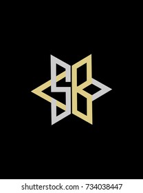 Abstract letter S B logo design gold silver
