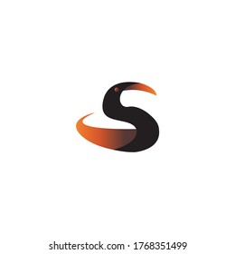 Abstract letter S bird logo design