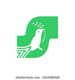 Logo de la letra abstracta S para aves