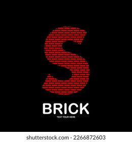 Letra abstracta s con plantilla de logotipo de vector de ladrillo. Adecuado para negocios, web, corporativos, construcción y logotipo de arte. Además, se utiliza para el crecimiento y el símbolo de ladrillo