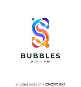 abstract letter S with bubbles logo design template