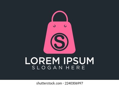 Abstract letter S with bubbles on shopping bag. Abstract shopping logo. Online shop logo.