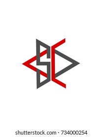 Abstract letter S C logo design red black
