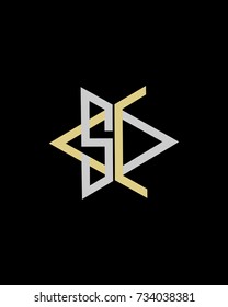 Abstract letter S C logo design gold silver