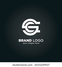 Abstract Letter S and C Monogram Logo with Black Background.