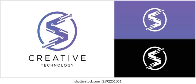 Abstract letter S circle logo design Template Vector Illustration. icons for business of technology, elegant, simple.