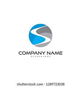 abstract letter s with circle shape logo design vector