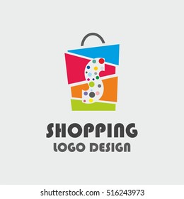 Abstract letter S with colourful bubbles on shopping bag. Abstract shopping logo. Online shop logo.