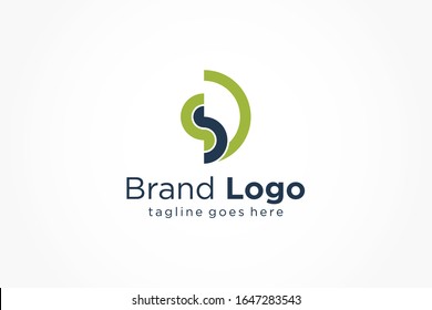 Abstract Letter S and D Blue Green Linked Line Logo. Flat Vector Logo Design Template Element