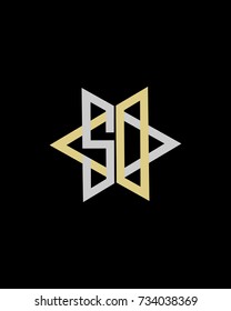 Abstract letter S D logo design gold silver