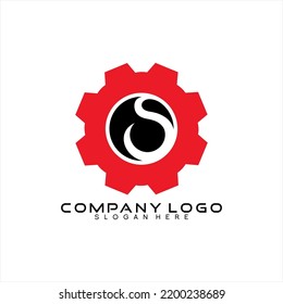 Abstract letter S design logo vector with gears.