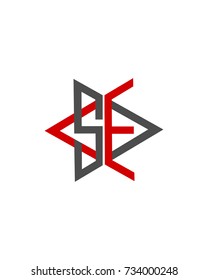 Abstract letter S E logo design red black
