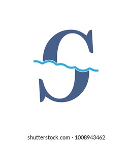 abstract letter s fish tail and wave logo