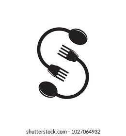 abstract letter s fork and spoon logo