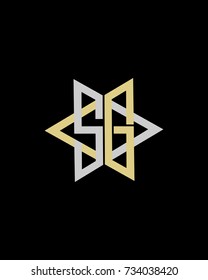 Abstract letter S G logo design gold silver