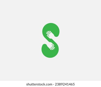 Abstract letter S from hands logo. Creative hugs infinity softness symbol. Vector illustration