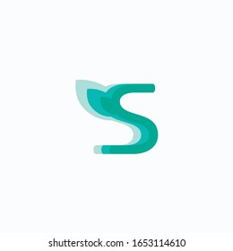 Abstract letter S with leaves. Vector modern logo design