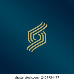 Letra abstracta diseño del logotipo del vector de onda de línea S. 