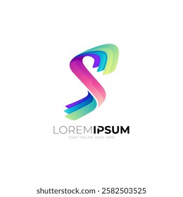 Abstract letter S logo with 3d colorful design, business logos