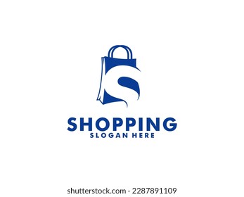 Abstract Letter S logo Combined with Shopping Bag , shop logo icon, Abstract Shopping Logo. Online Shop Logo vector template