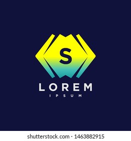 Abstract letter S logo design template. yellow and black Color hexagon creative sign. Universal vector icon.