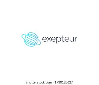 Abstrakter Buchstabe S Logo Design Vorlage. Farbenfrohe Gradienten linearen Stil Globus Welle biegen kreative Zeichen Logotyp. Universelles Vektorsymbol