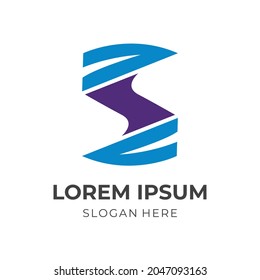 abstract letter S logo design template concept vector with flat purple and blue color style