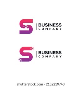 Abstract Letter S Logo design with Pixels Hexagon Shape for Technology and Digital Business Company