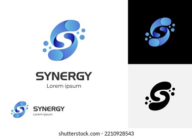 Abstract letter S logo design with dot circle molecule design concept. universal colorful blue technology, biotechnology logo design