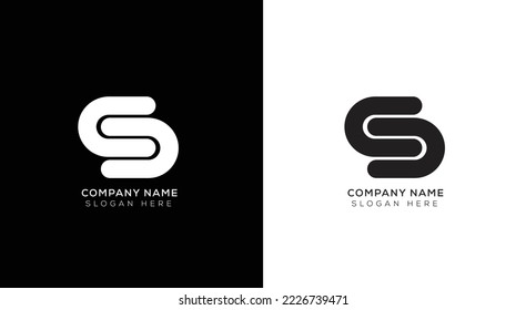 Abstract letter s logo design with black and white background