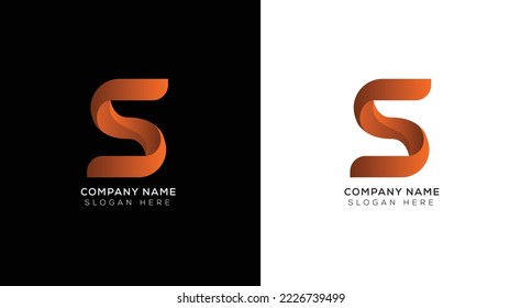 Abstract letter s logo design with black and white background
