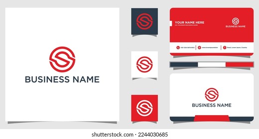 Abstract letter S logo design with business card