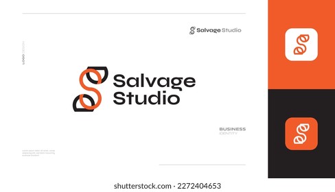 Diseño del logotipo de la letra abstracta S con estilo de línea y concepto de infinito