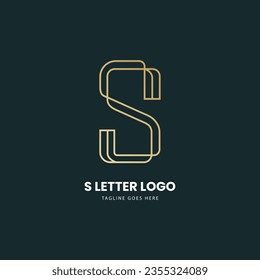 Cartas abstractas diseño del logo de S, Oro, industria de la belleza y cosméticos de moda, salones de spa naturales, yoga, compañías de medicina y clínicas