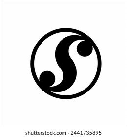 Abstrakter Buchstabe S Logo Design mit Yin und Yang Konzept.