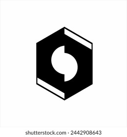 Abstract letter S logo design with hexagon background.