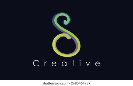 Abstract letter S logo design template. Colorful gradient line global wave bend creative sign logotype