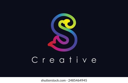 Plantilla Abstractas de diseño de logotipo S. Línea de gradiente colorida de onda global de plegado signo creativo logotipo