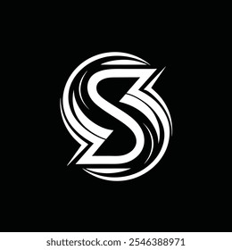 Abstract letter S logo design editable monogram