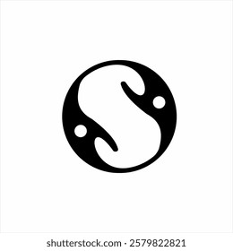 Abstract letter S logo design with Yin and Yang concept.