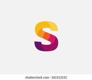 Abstract letter S logo design template. Colorful creative sign. Vector icon.