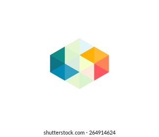 Abstract letter S logo design template. Colorful polygon creative sign. Vector triangle icon.