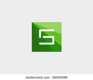 Abstract letter S logo design template. Colorful green leaf global eco vector icon. Modern colorful square symbol