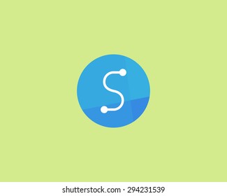 Abstract letter S logo design template. Dot, line, color creative sign. Universal vector icon.