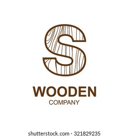 Abstract letter S logo design template with wooden texture,home,Logo design,Vector illustration,concept wood, sign,symbol,icon,Interesting design template for your company logo