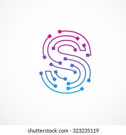 Abstract letter S logo design template,technology,electronics,digital,dot connection cross vector logo icon logotype